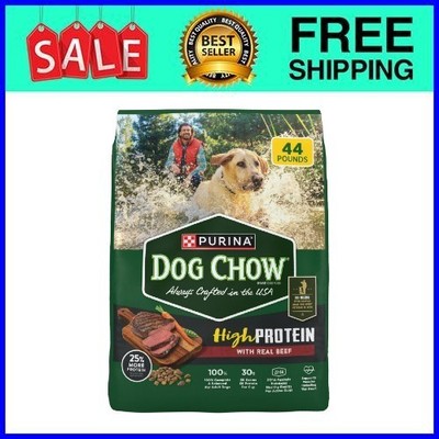 Purina Dog Chow High Protein Dry Dog Food Recipe with Real Beef, 44 lb Bag