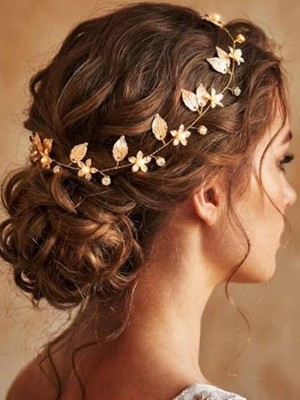  Leaf Headband Flower Headbands Wedding Hair Vine for 1 Count (Pack of 1) Gold