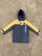 Quicksilver Youth Boys Hooded Parka Blue/Yellow Size XS 5/6 New With Tags