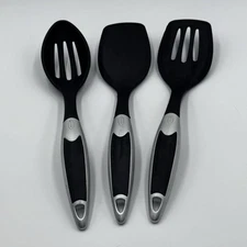 VTG AMCO Black Nylon Kitchen Cooking Utensil Set 3 Rubber Handles Spatula Spoon