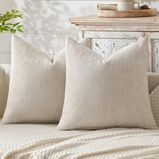 MIULEE Pack of 2 Beige Decorative Pillow Covers 18" x (Pack 2), 