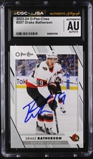 Drake Batherson Signed 2023-24 O-Pee-Chee Card #207 OPC CGC AU JSA 9 Auto