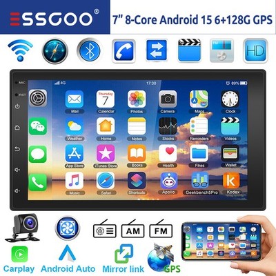 2 DIN 8Core 6+128G Android 15 Autoradio Carplay GPS NAVI RDS Bluetooth WIFI +Kam