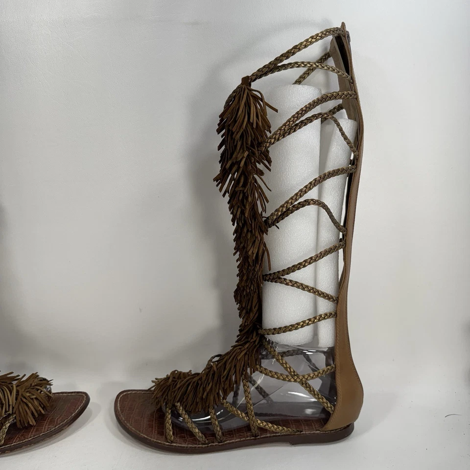 Sandalias Sam Edelman Gladiador de latón marrón con flecos para mujer talla 10 M Foto 4 de 4