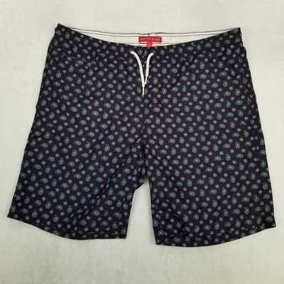 Saks Fifth Avenue Mens Navy Blue Paisley Swim Trunks Swimwear Classic Casual