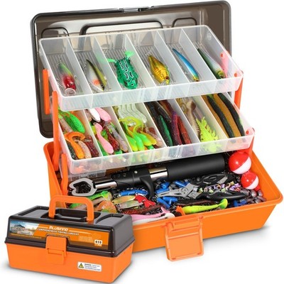 PLUSINNO Large 3 Layers Tackle Box with Tackle Included, 415Pcs Fishing Lures...