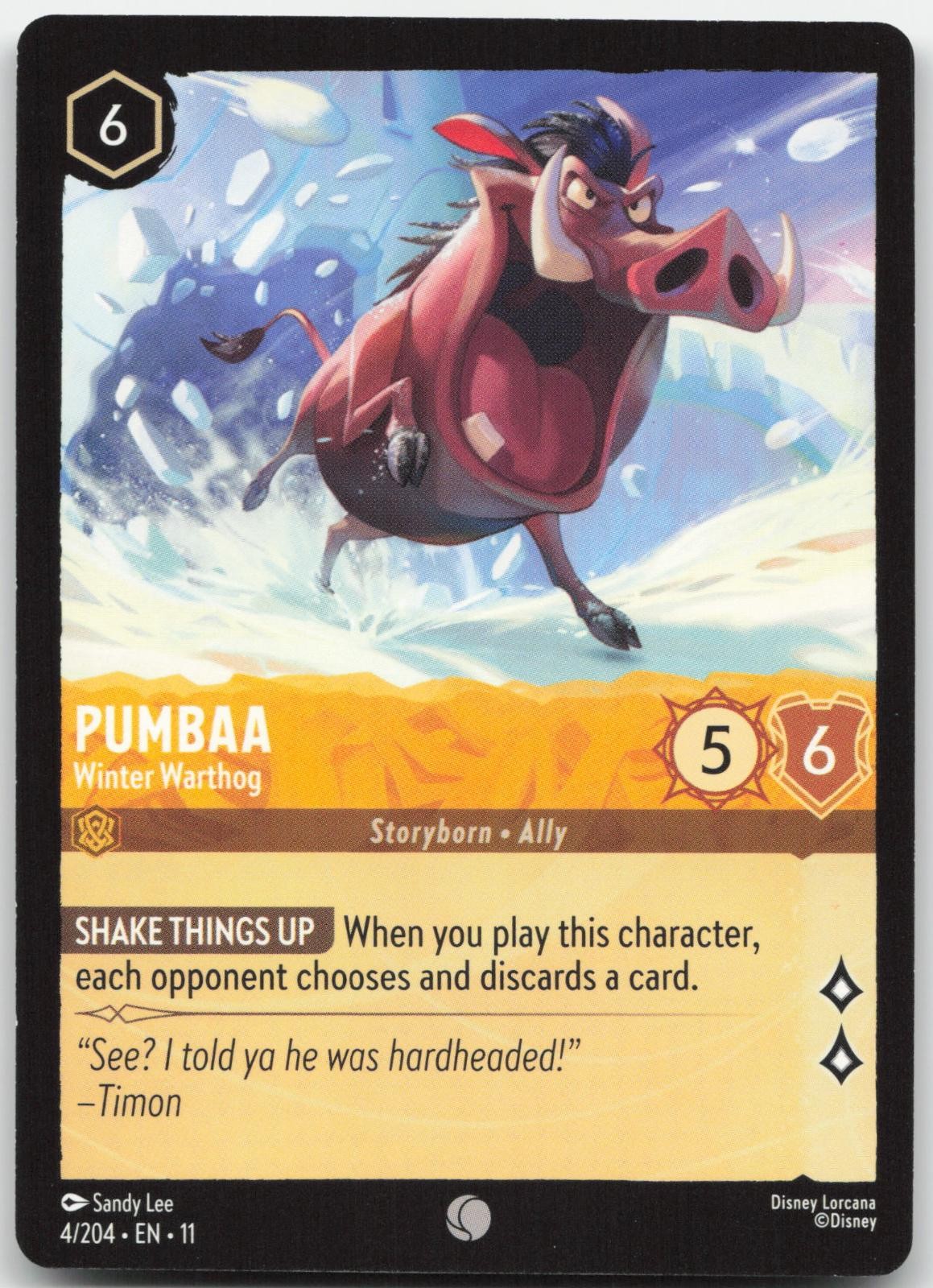 Pumbaa - Winter Warthog 4/204 Common Winterspell Lorcana Near Mint