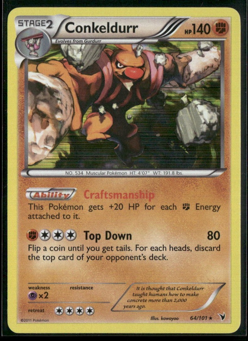 Conkeldurr 64/101 Holo Rare Noble Victories Pokemon Holo Near Mint