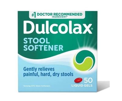 Dulcolax Stool Softener Laxative 50 Count Liquid Gel Capsule Gentle Relief 08/26