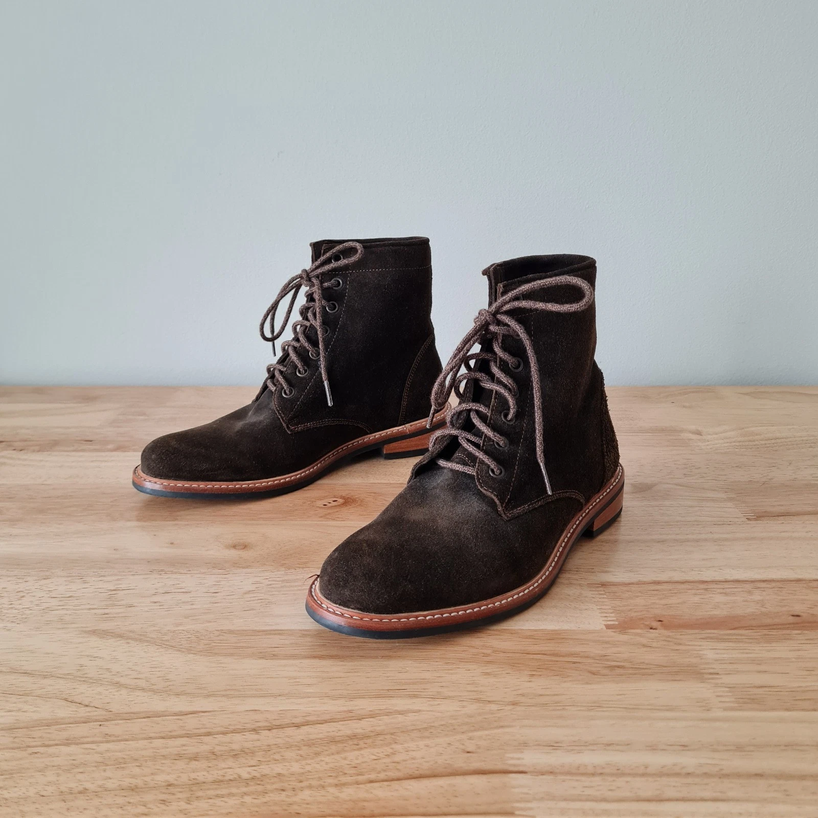 Nisolo Amalia All Weather Suede Lace Up Ankle Boots Booties Dark Olive 8