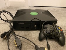 Xbox Original Console Black With Controller And Cables Working