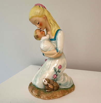 Goebel W. Germany Mother & Baby Porcelain Figurine 8 Glossy Multicolor 1960s
