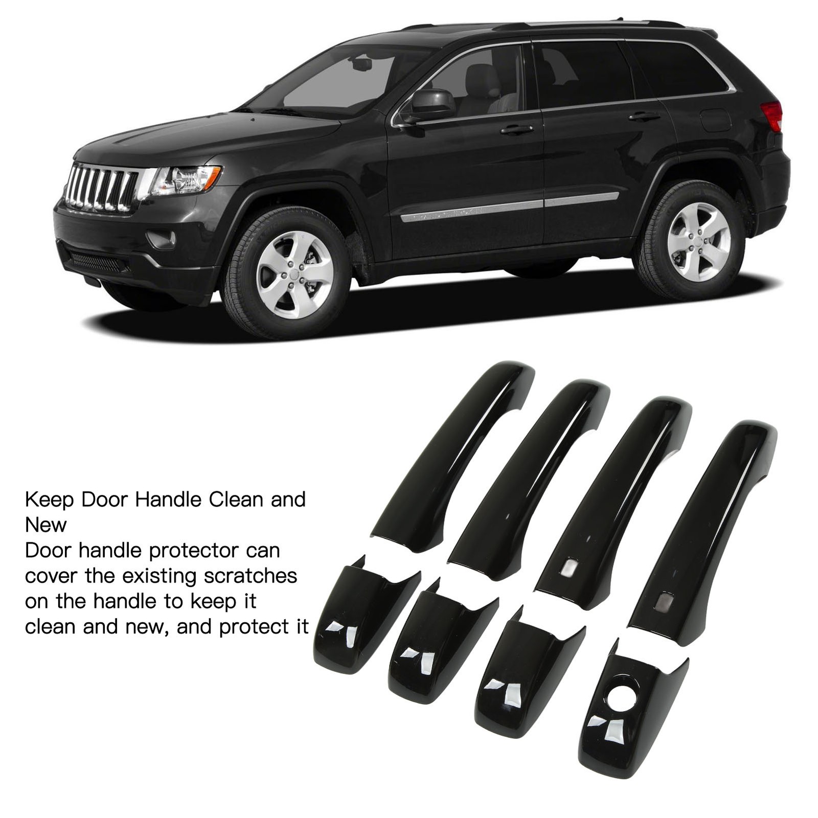 .Car Exterior Door Handle Cover Glossy Black For WK2 WL