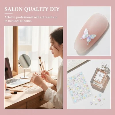 3D Relief Floral Butterfly Pattern Nail Sticker For Decorative Nail Sticker - Bild 1 von 4