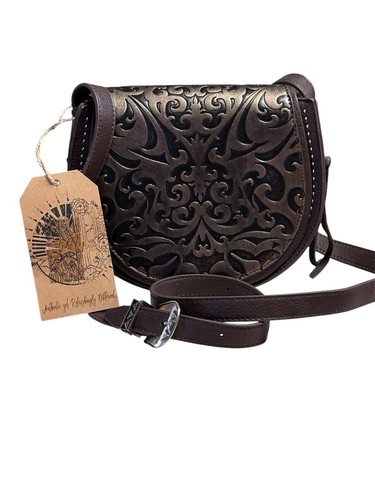 NWT Catchfly Studio Tooled Leather Artisan Western Crossbody Bag