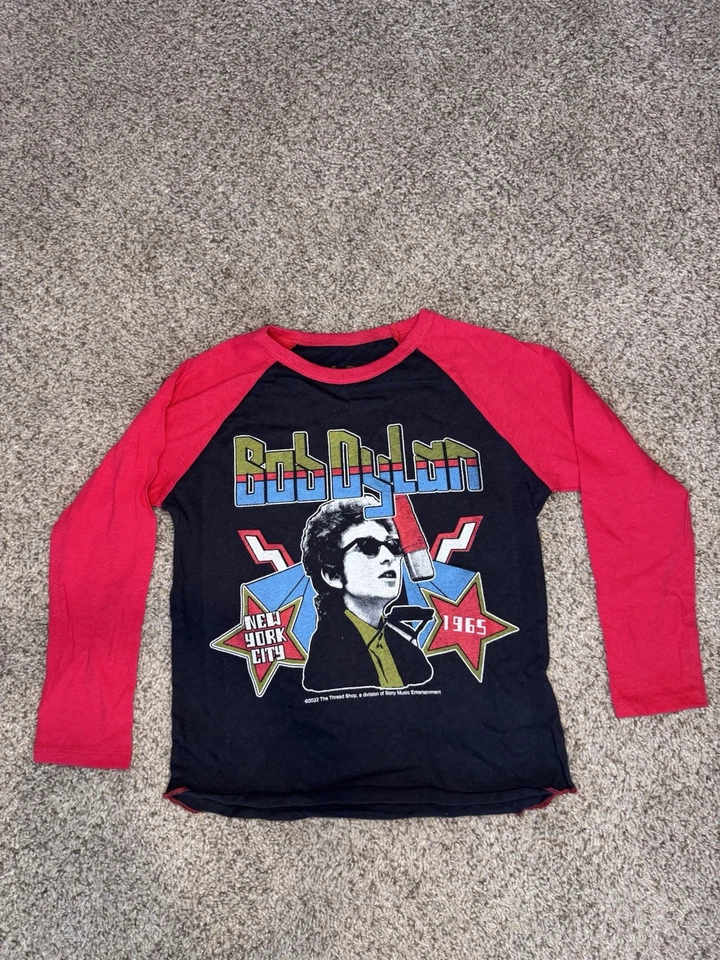 Rowdy Sprout Boys Bob Dylan Recycled Raglan Tee Size 6, New - Image 2 of 4