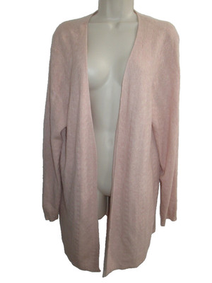 Sutton Studio 100% Cashmere Pale Pink Open Front Cardigan Plus Size 2X