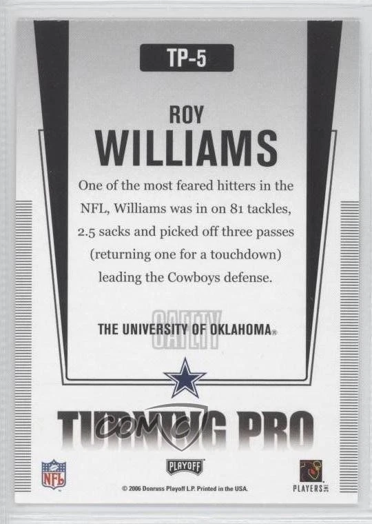 2006 Playoff Prestige Turning Pro Roy Williams #TP-5 - Image 2 of 2