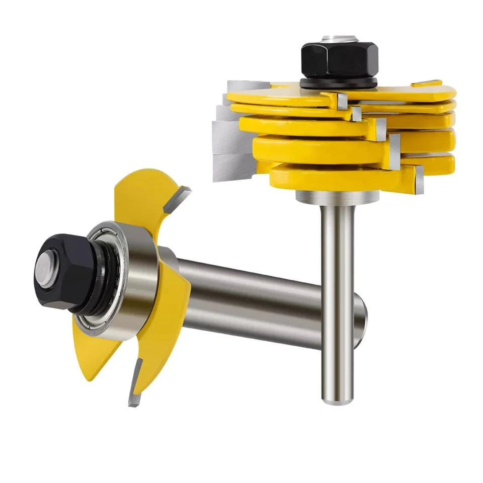 2Pcs Tongue & Groove Router Bits 1/4" 1/2" Shank 3 Teeth Adjustable T Shape Bits - Image 4 of 4