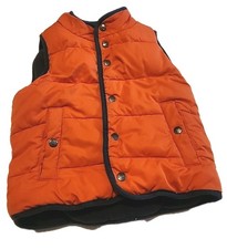 Mini Boden Boys Size 3-4 Orange and Navy Puffer Vest with Pockets