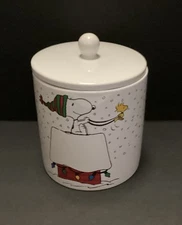 Peanuts Snoopy Woodstock Christmas Cookie Jar 6"x6" Zrike Brands Charlie Brown