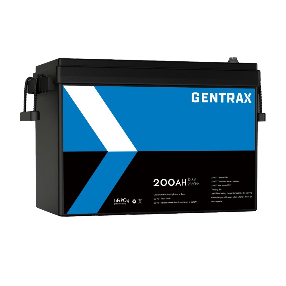 GENTRAX 12V 200Ah Lithium Battery 2560Wh Power Bank Backup Camping RV Emergency