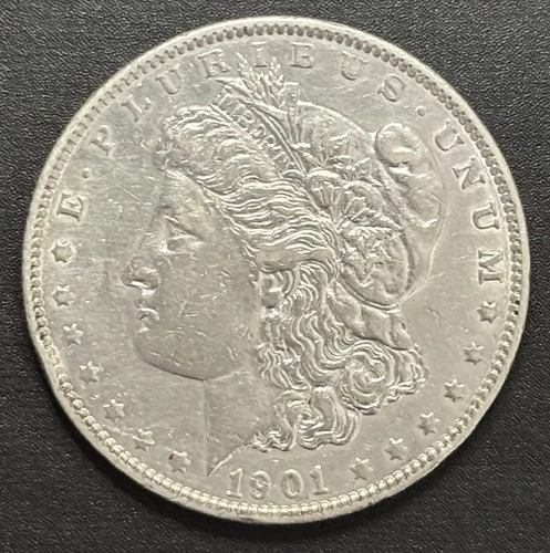1901 Morgan Dollar US $1 Coin 90% Silver Key Date XF/AU