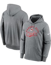 Kansas City Chiefs Performance Fleece Hoodie Pullover Gray Sweatshirt Mens Large