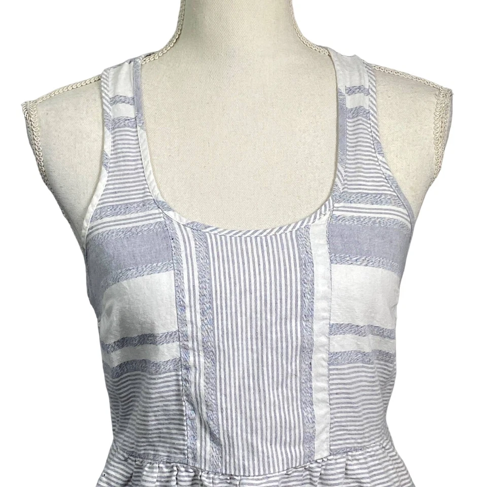 Lou & Grey Striped Sleeveless Linen Dress Size 0 Racerback Jumper Casual Mini - Image 4 of 4