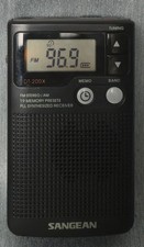Sangean DT-200X AM/FM Portable Pocket Radio Stereo Black   Tested Working