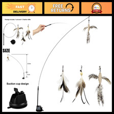 Interactive Cat Wand Toy Set with Suction Cup, Bird Simulation Teaser, 3 Feather