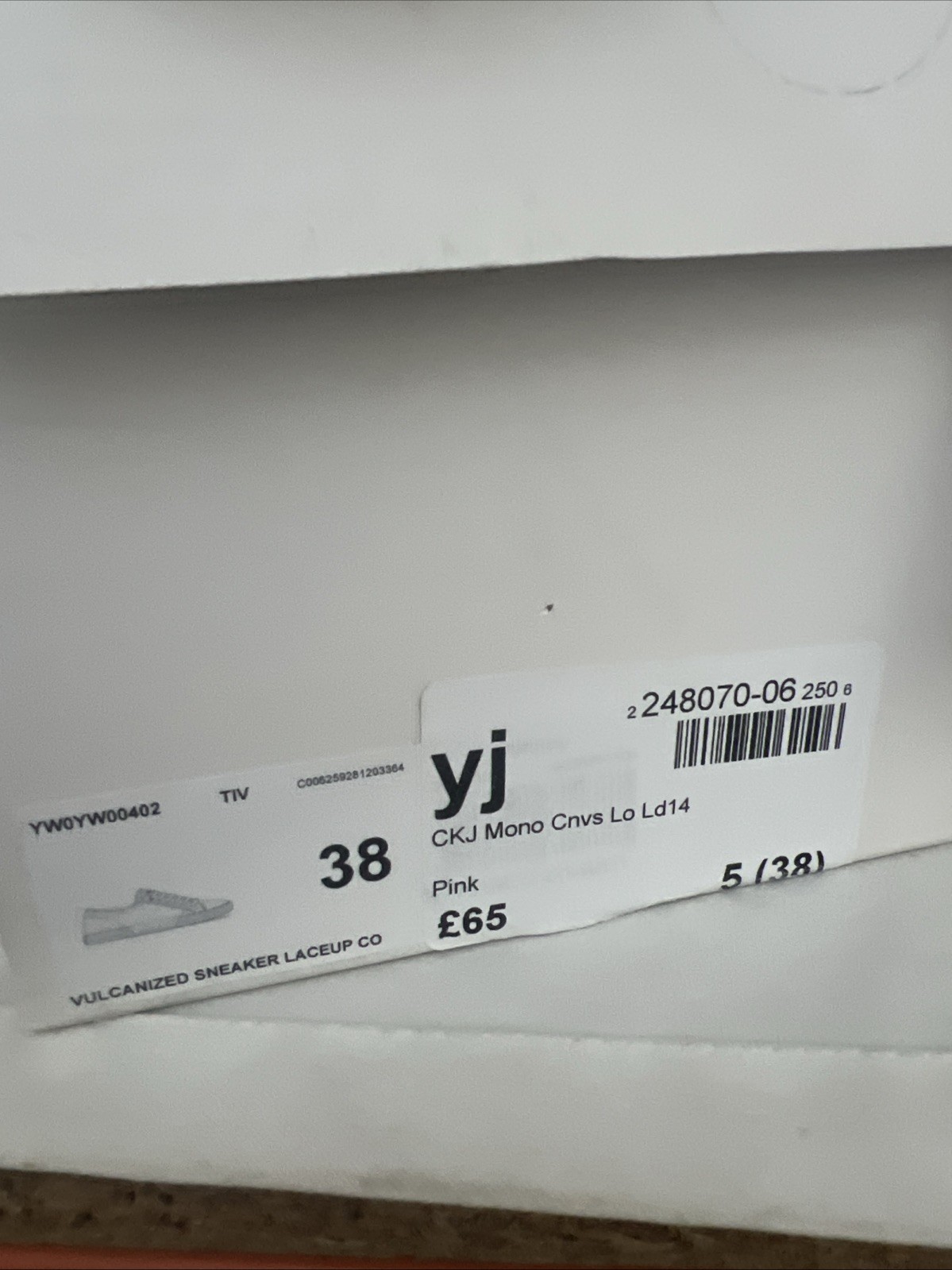 Calvin Klein pink Vulcanised canvas trainers sneakers UK 5 image 3