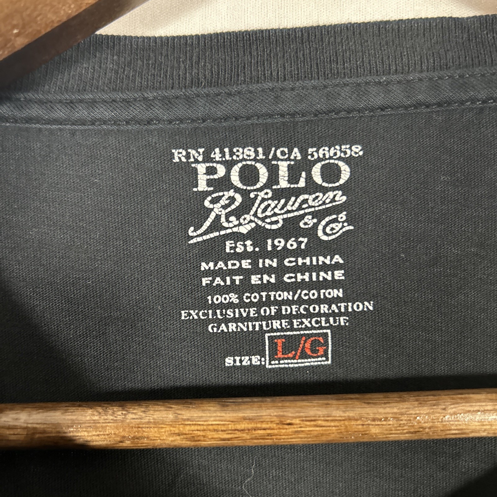 Polo Ralph Lauren Men’s Long Sleeve Pocket T-Shirt Black Red Pony Logo Size L thumbnail 2