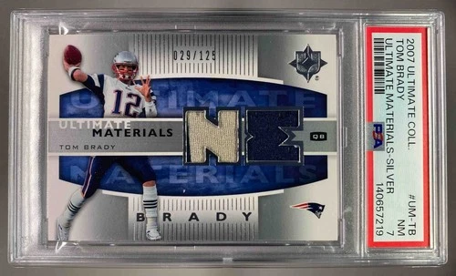 Tom Brady 2007 Upper Deck Ultimate Collection Silver Dual Patch /125 SP PSA 7