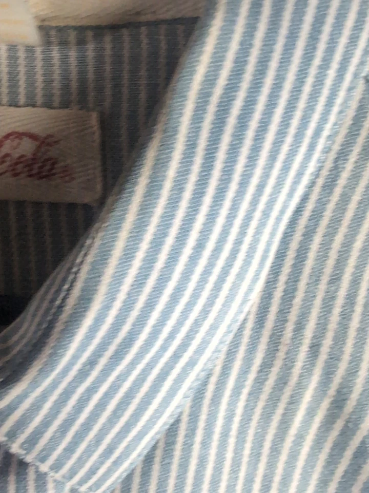 Camisa con botones a rayas azul blanco vintage rara de los años 60, Coca-Cola, empleado, NCS Foto 3 de 4