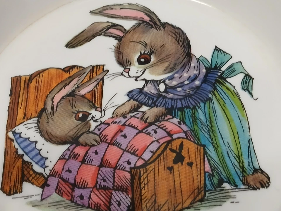 Juego de vajilla Peter Rabbit vintage años 60. Cuenco y plato de plástico de melamina. Foto 2 de 4