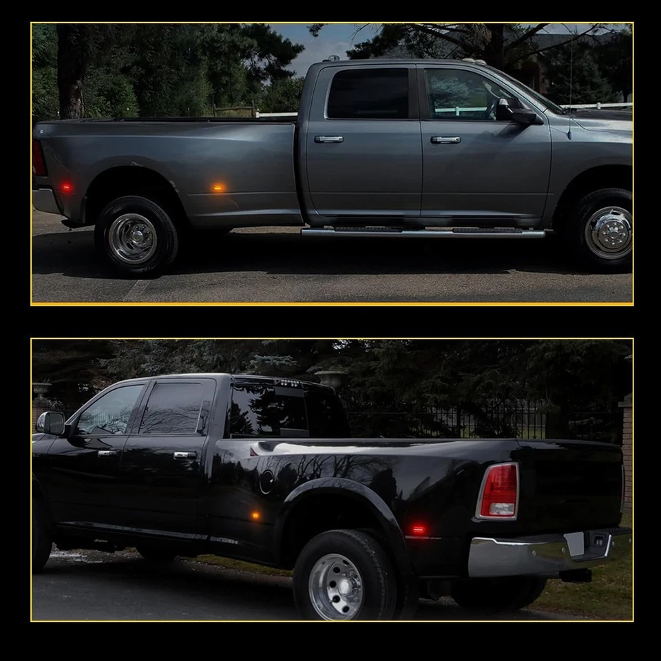 Luces de señalización laterales LED rojas ámbar lentes transparentes para Dodge Ram 2500 3500 10-18 4-20X Foto 4 de 4