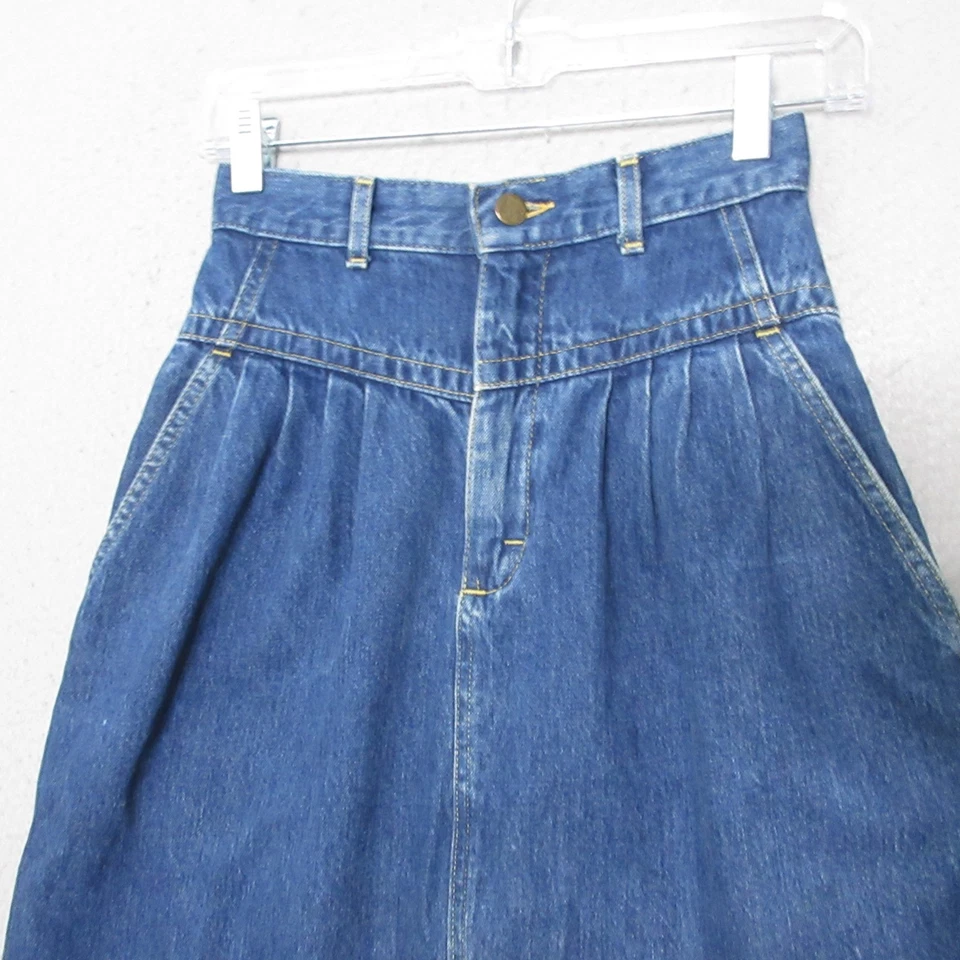Винтажный Lee Jean юбка джинсовой ткани Midi плиссированные Союза сделано в США 100% хлопок карманы - Изображение 3 из 4
