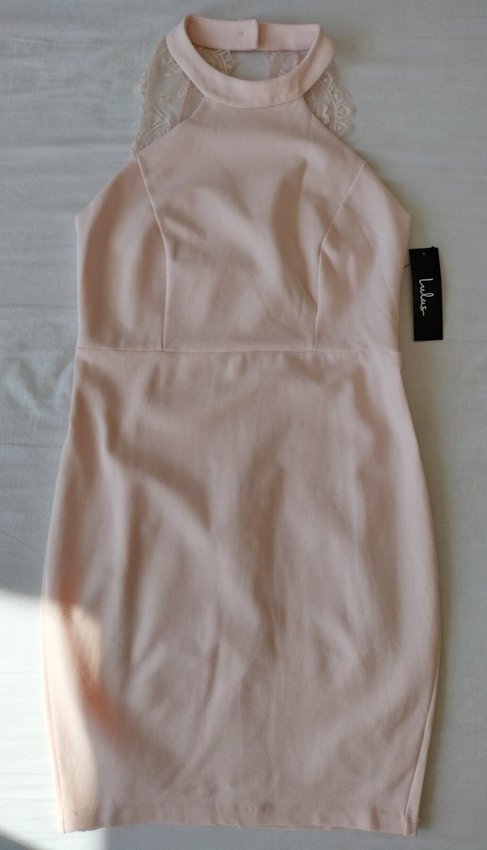 endlessly alluring blush pink lace bodycon dress Lulu's High Halter Size Medium Pakistani Clothing Online