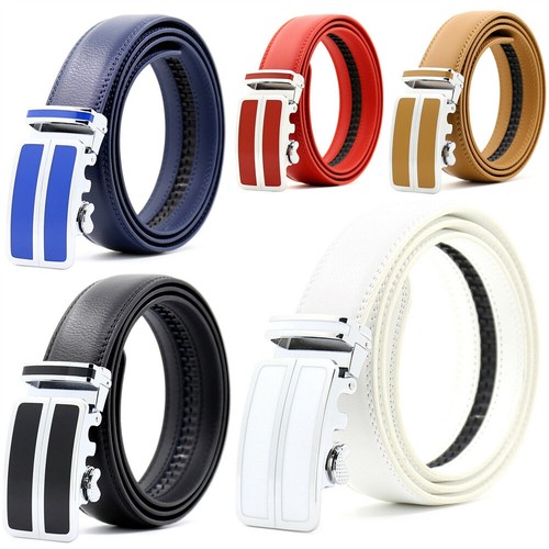 Mens Leather Automatic Buckle Ratchet Business Golf Dress Belt Waistband New - Bild 3 von 25