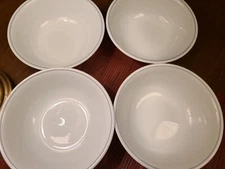 Corelle FOUR Soup Cereal Bowls 6-1/4" Silver Grey Gray Trim on White