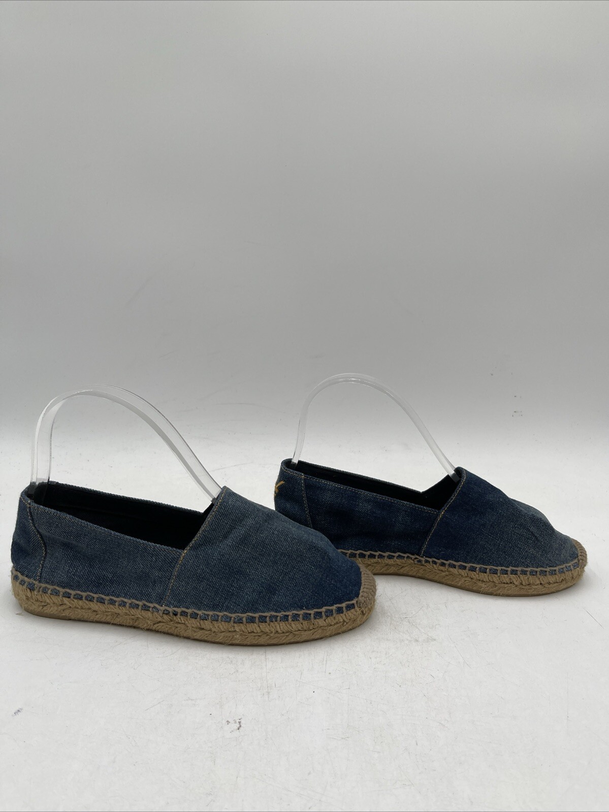 Espadrillas donna Saint Laurent in denim ricamato blu taglia 36