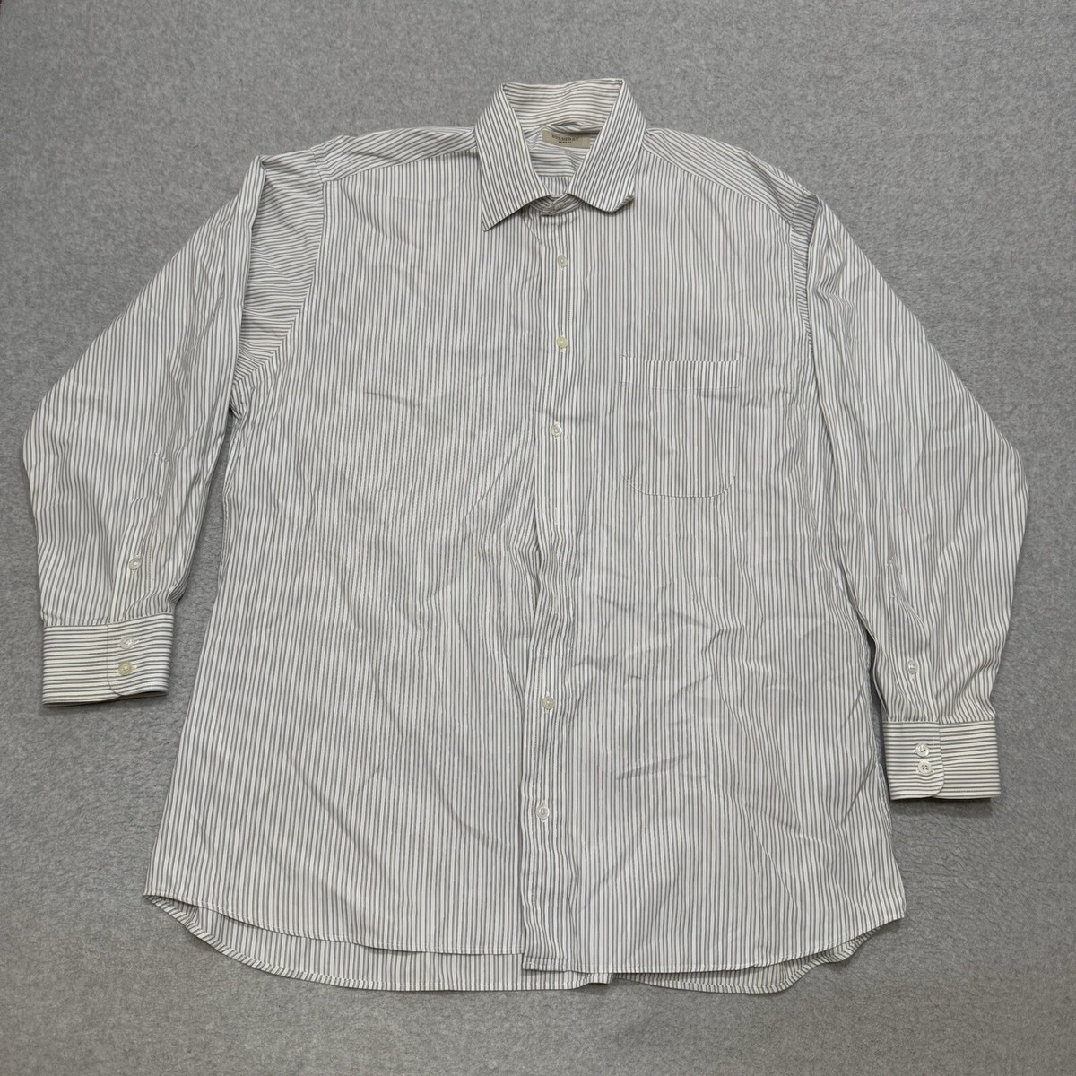 【BURBERRY】men's ストライプ 半袖シャツ ユニセックス white バーバリーロンドン高機能生地ストライプ半袖シャツ/BURBERRY