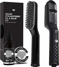 Ionic Beard Straightener Brush for Men Growth Oil Beard Balm Conditioner Kit