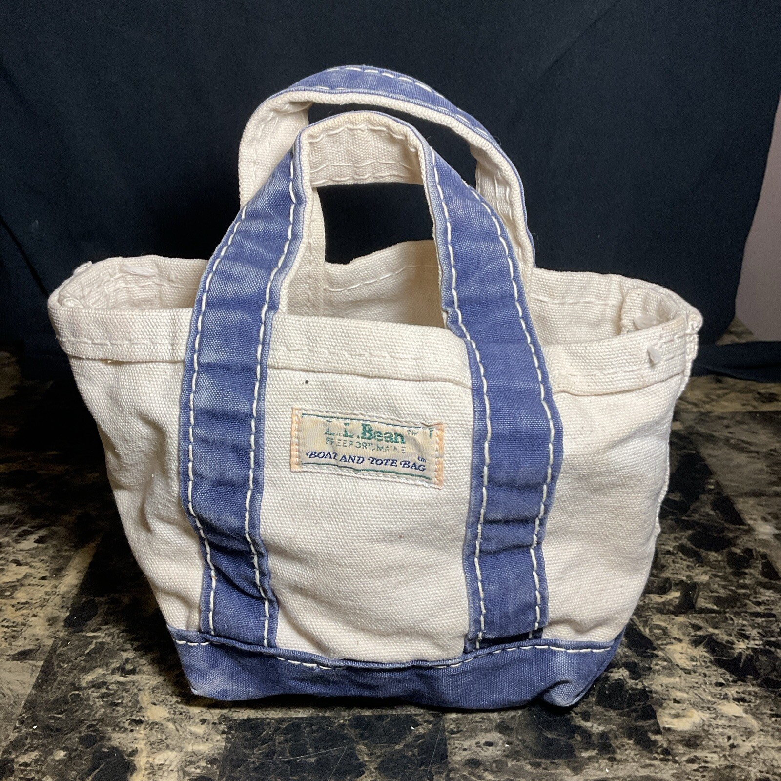 L.L. Bean Boat & Tote Mini Hand Bag Men Blue Vintage 70s 80s Rare Used Micro