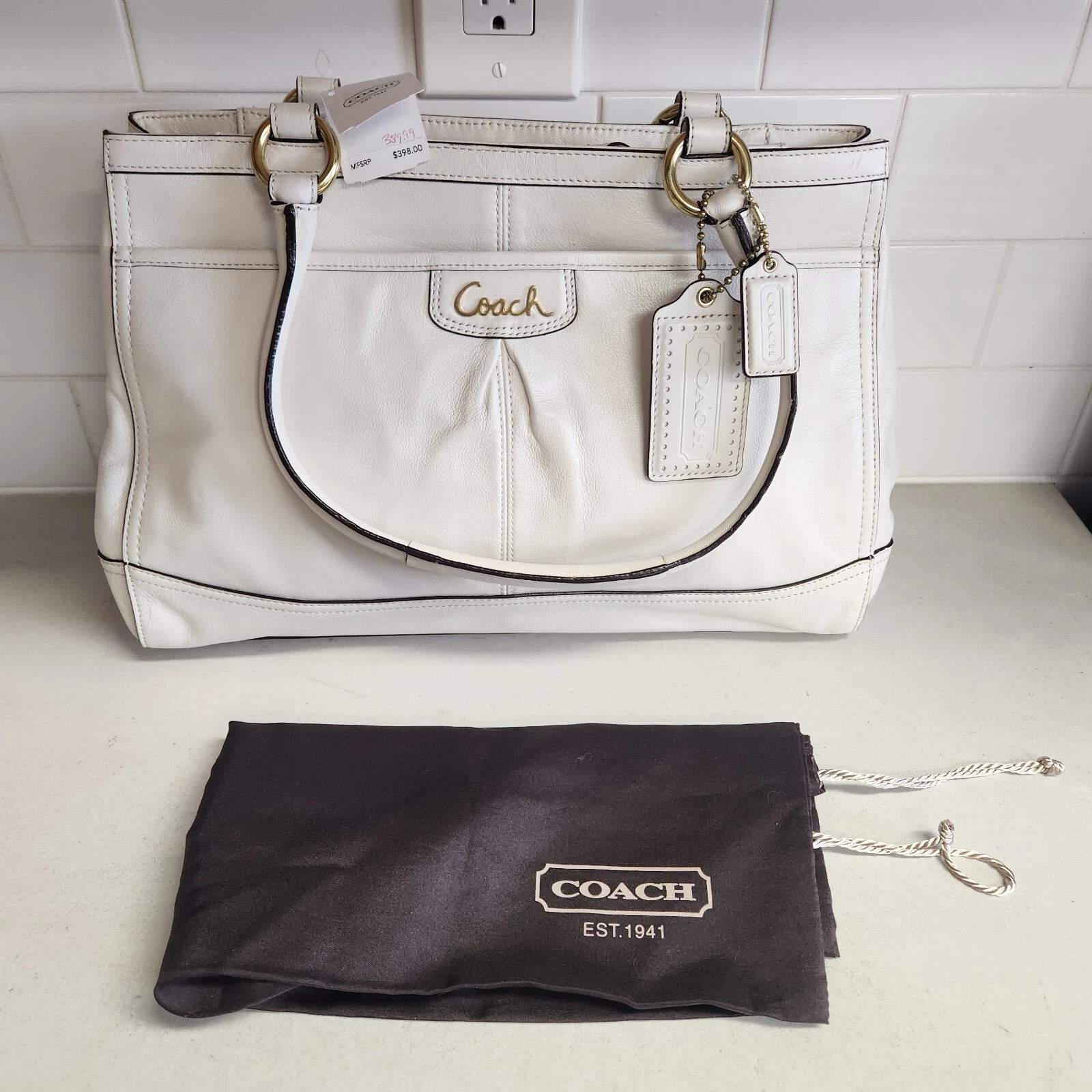 Coach Park Borsa a tracolla grande in pelle Park Carryall F19728 nuova con etichetta