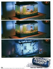 2003 PRINT AD - KEYSTONE LIGHT BEER..PARTIES HAPPEN...BEER IN FISH TANK