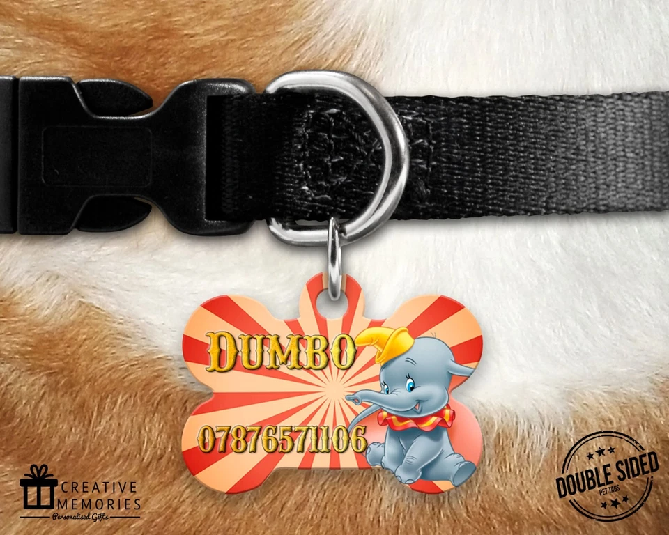 CREATIVE MEMORIES UK Personalised Pet ID Tag - ID Tag - Dog Tag - Dog Tags - Dumbo