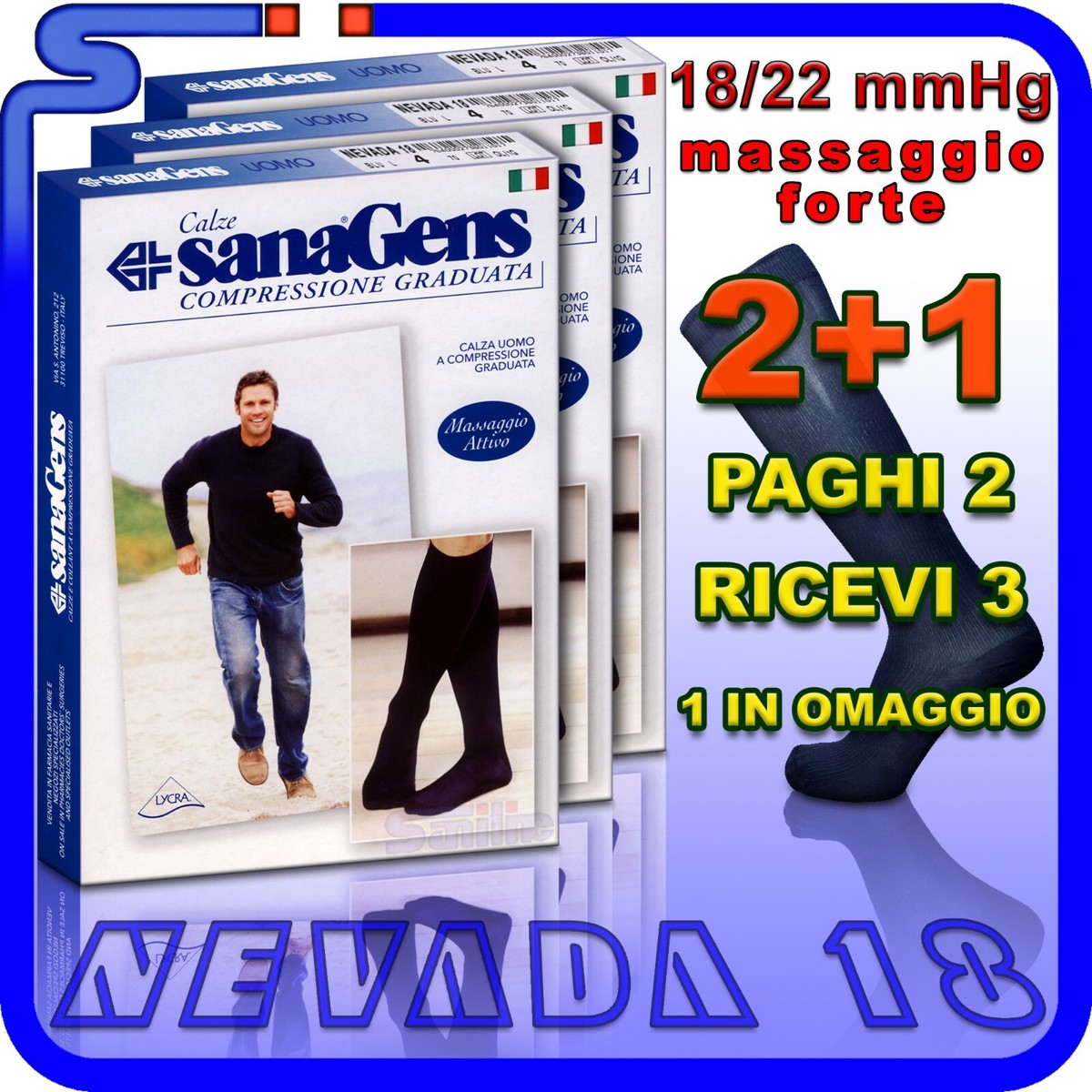 Calze Elastiche Calze Sanagens Compressione Graduata Uomo 70