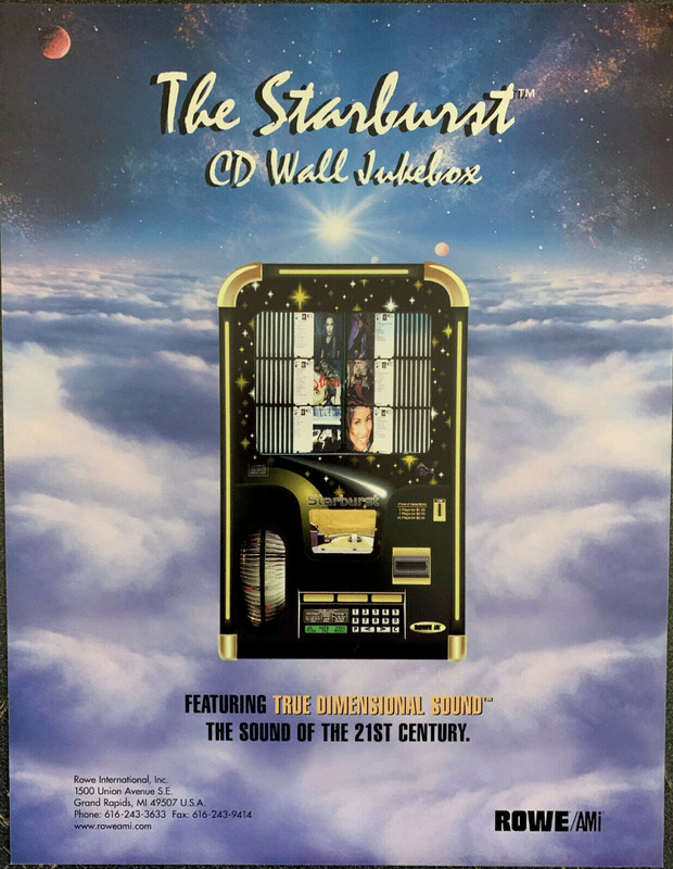 ROWE AMI LaserStar Starburst CD Wall Jukebox Advertising Flyer 1998 - Box Ship